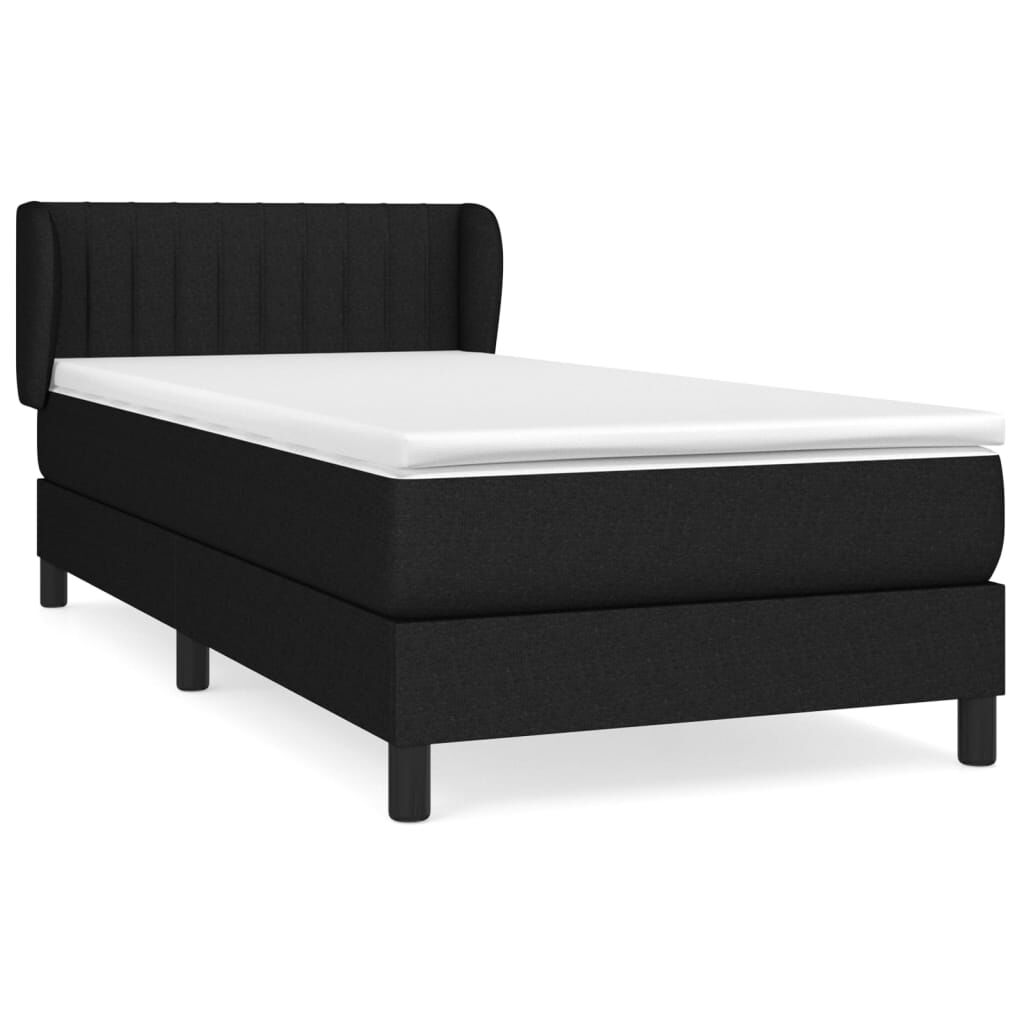 vidaXL Κρεβάτι Boxspring με Στρώμα Μαύρο 80 x 200 εκ. Υφασμάτινο