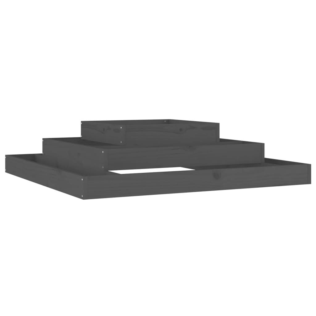 vidaXL Ζαρντινιέρα Γκρι 110 x 110 x 27 εκ. από Μασίφ Ξύλο Πεύκου