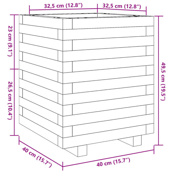 vidaXL Ζαρντινιέρα Λευκή 40x40x49,5 εκ. από Μασίφ Ξύλο Πεύκου