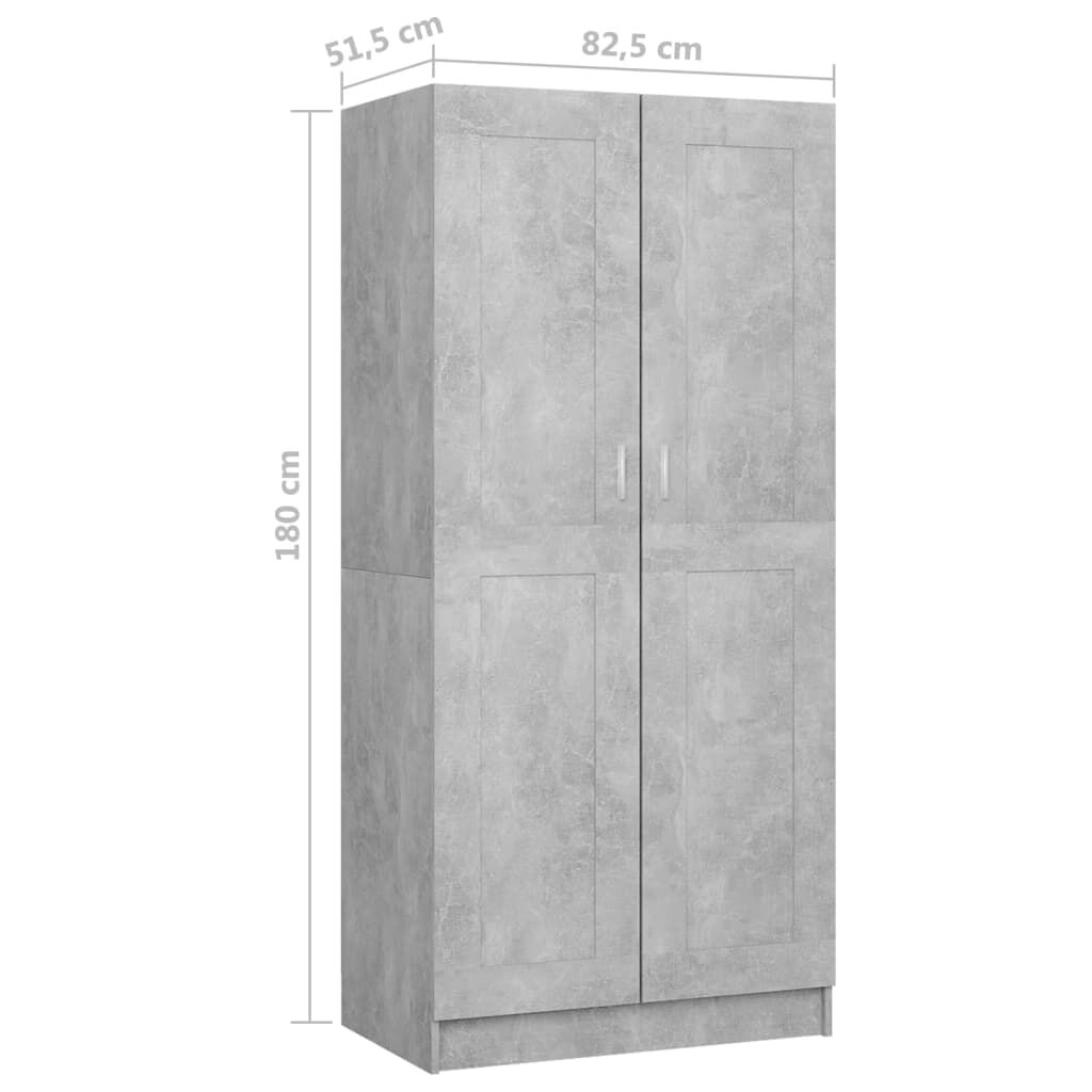 vidaXL Ντουλάπα Γκρι Σκυροδέματος 85,2 x 51,5 x 180 εκ από Επεξ. Ξύλο