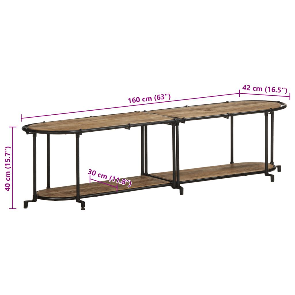 vidaXL Έπιπλο Τηλεόρασης 160x42x40 εκ. Μασίφ Ακατέργ. Ξύλο Μάνγκο