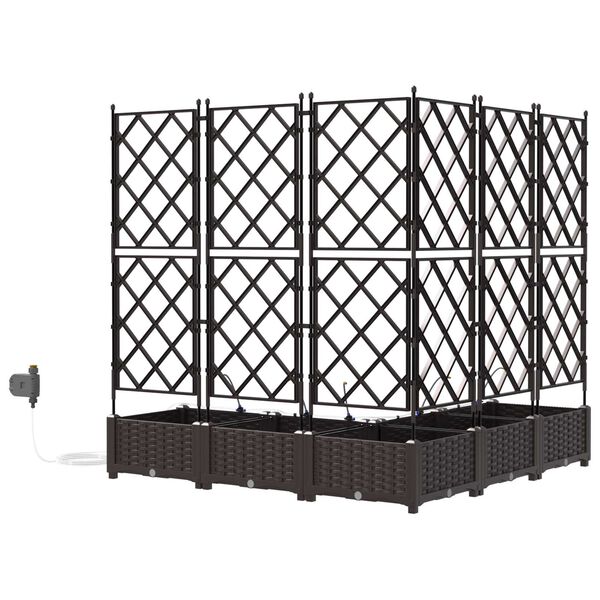 vidaXL Γλάστρες Κήπου 1 τεμ Καφασωτό Καφέ 120 x 120 x 126 cm Πλαστικό