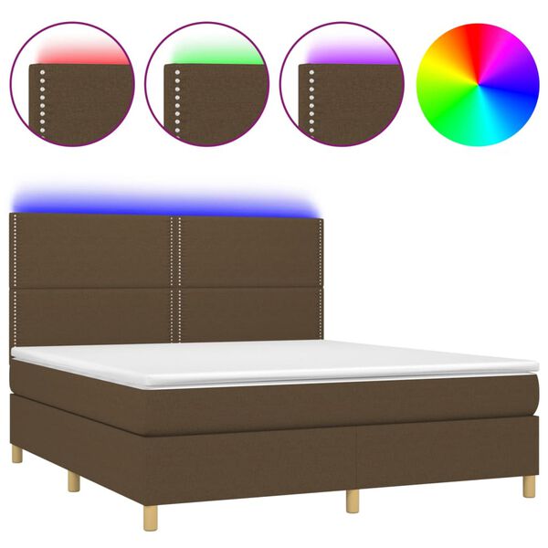 vidaXL &Kappa;&rho;&epsilon;&beta;ά&tau;&iota; Boxspring &mu;&epsilon; &Sigma;&tau;&rho;ώ&mu;&alpha; & LED &Sigma;&kappa;.&Kappa;&alpha;&phi;έ 180x200&epsilon;&kappa;. &Upsilon;&phi;&alpha;&sigma;&mu;ά&tau;&iota;&nu;&omicron;