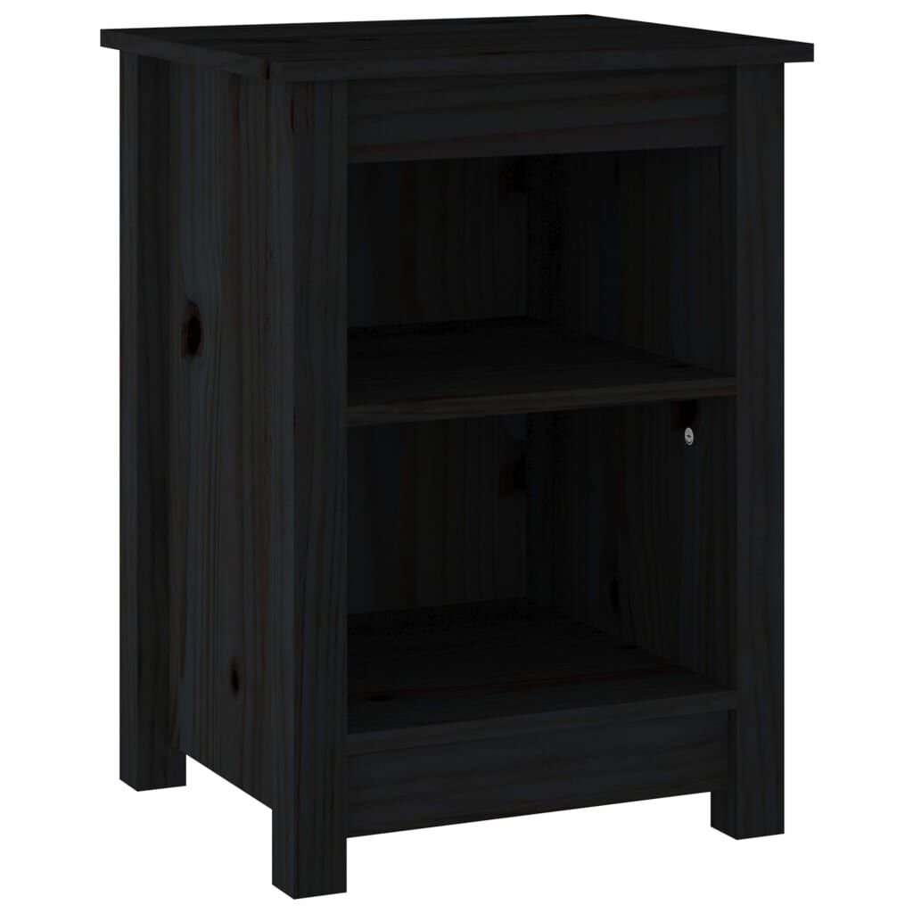 vidaXL Κομοδίνα 2 τεμ. Μαύρα 40x35x55 εκ. από Μασίφ Ξύλο Πεύκου