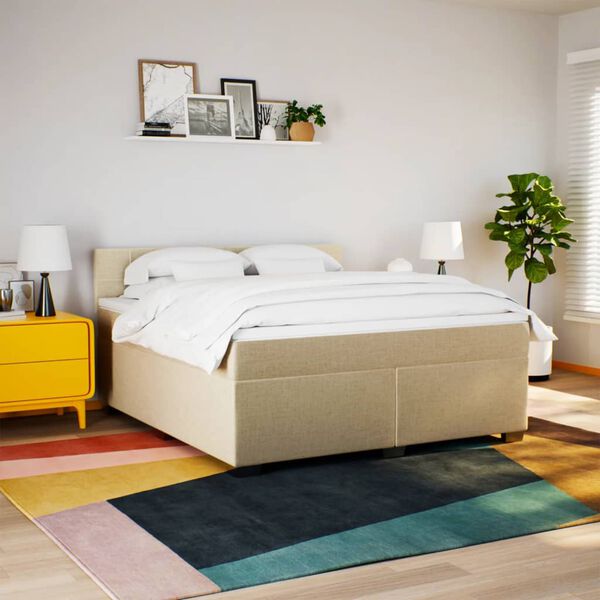 vidaXL &Kappa;&rho;&epsilon;&beta;ά&tau;&iota; Boxspring &mu;&epsilon; &Sigma;&tau;&rho;ώ&mu;&alpha; &Kappa;&rho;&epsilon;&mu; 180x200 &epsilon;&kappa;. &Upsilon;&phi;&alpha;&sigma;&mu;ά&tau;&iota;&nu;&omicron;