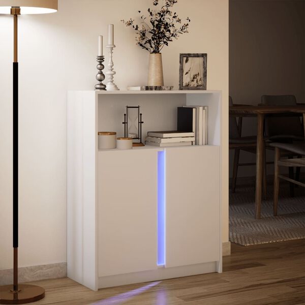 vidaXL Μπουφές με Φώτα LED Λευκός 77x34x100 εκ. από Επεξεργασμένο Ξύλο