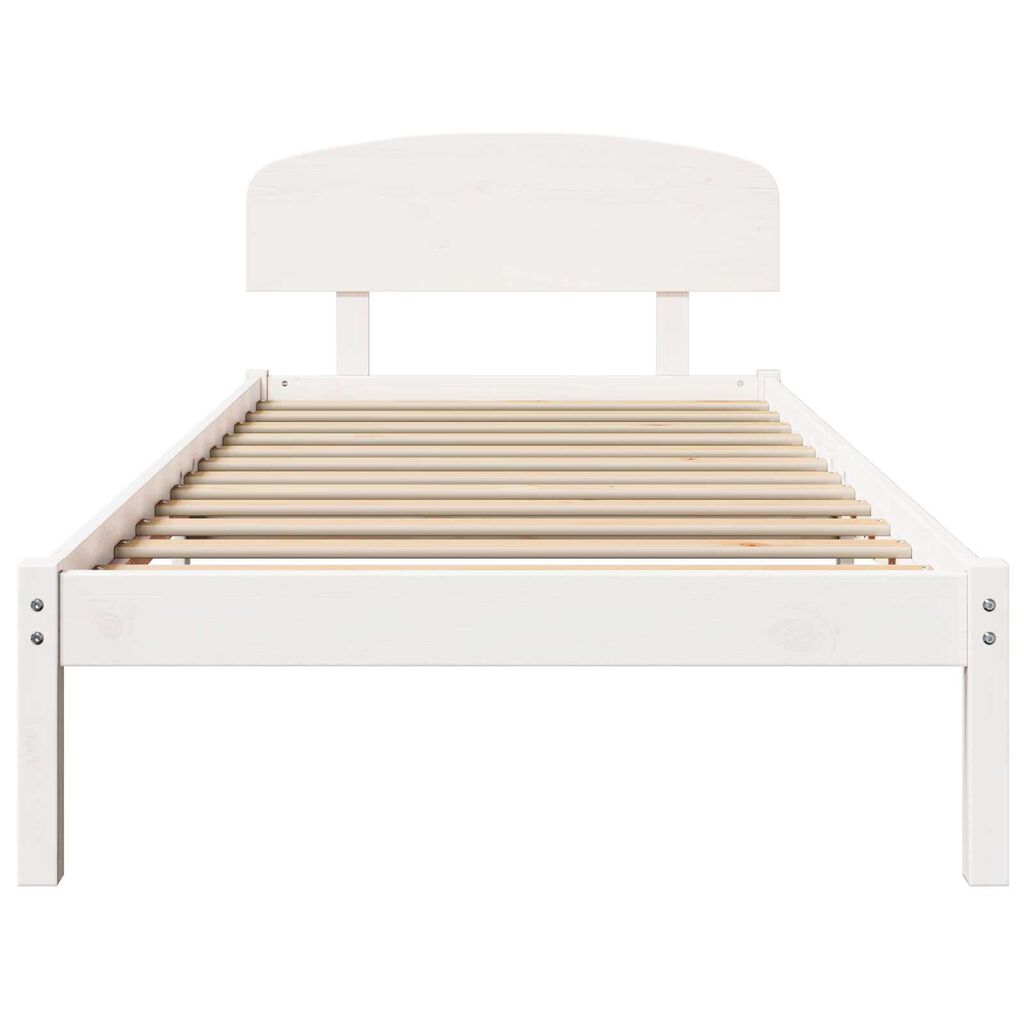 vidaXL Σκελετός Κρεβατιού Λευκό 75 x 190 cm Μασίφ ξύλο πεύκου