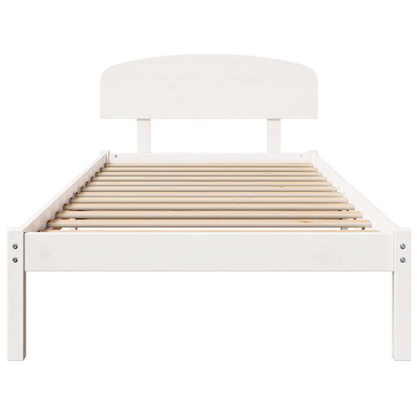 vidaXL Σκελετός Κρεβατιού Λευκό 75 x 190 cm Μασίφ ξύλο πεύκου