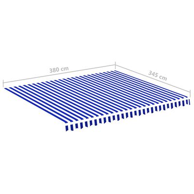vidaXL Τεντόπανο Ανταλλακτικό Μπλε / Λευκό 4 x 3,5 μ.