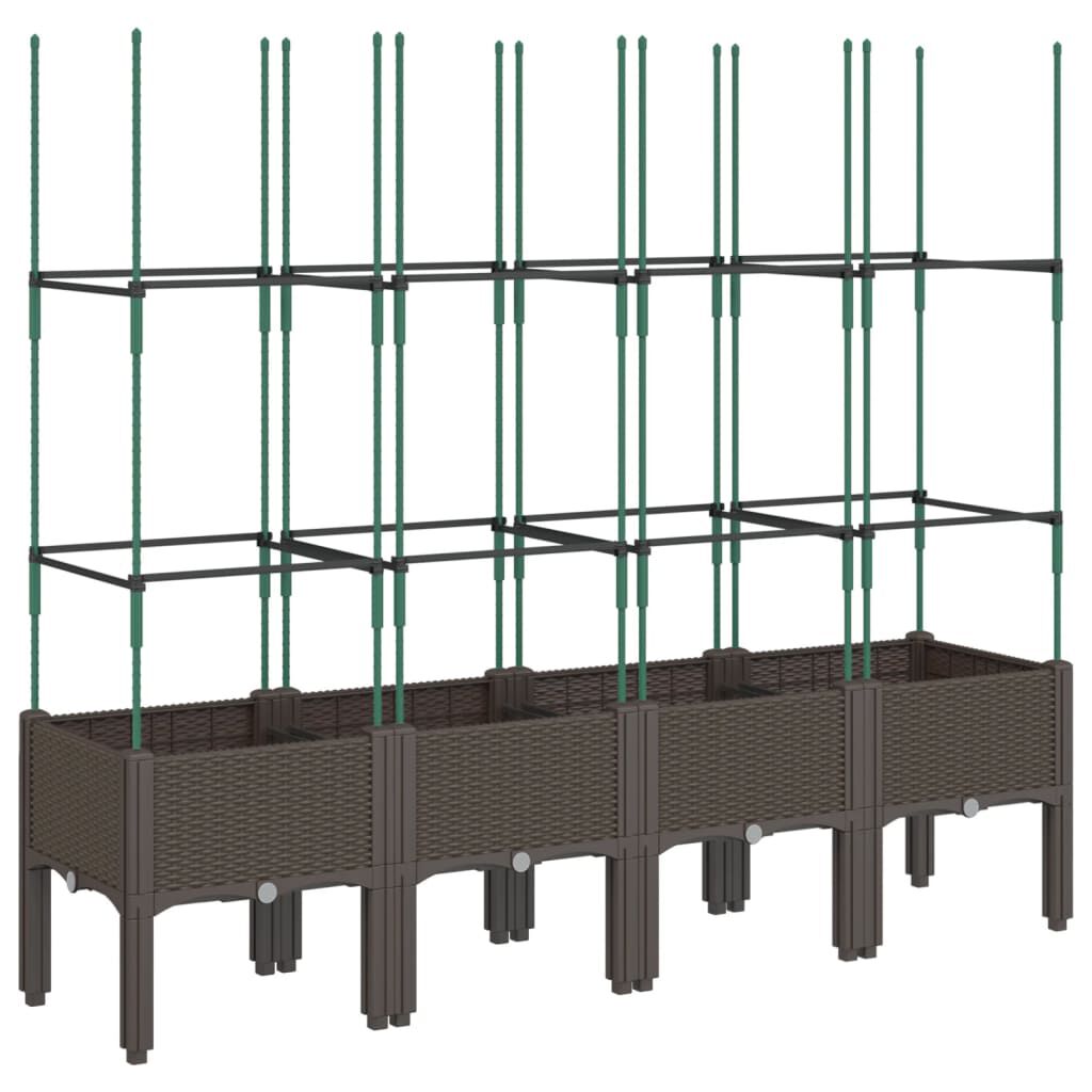 vidaXL Ζαρντινιέρα Κήπου με Καφασωτό Καφέ 160 x 40 x 142,5 εκ. από PP