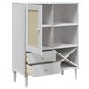 vidaXL Ντουλάπι Ψηλό SENJA Λευκό/Ρατάν 90x40x112 εκ. Μασίφ Ξύλο Πεύκου