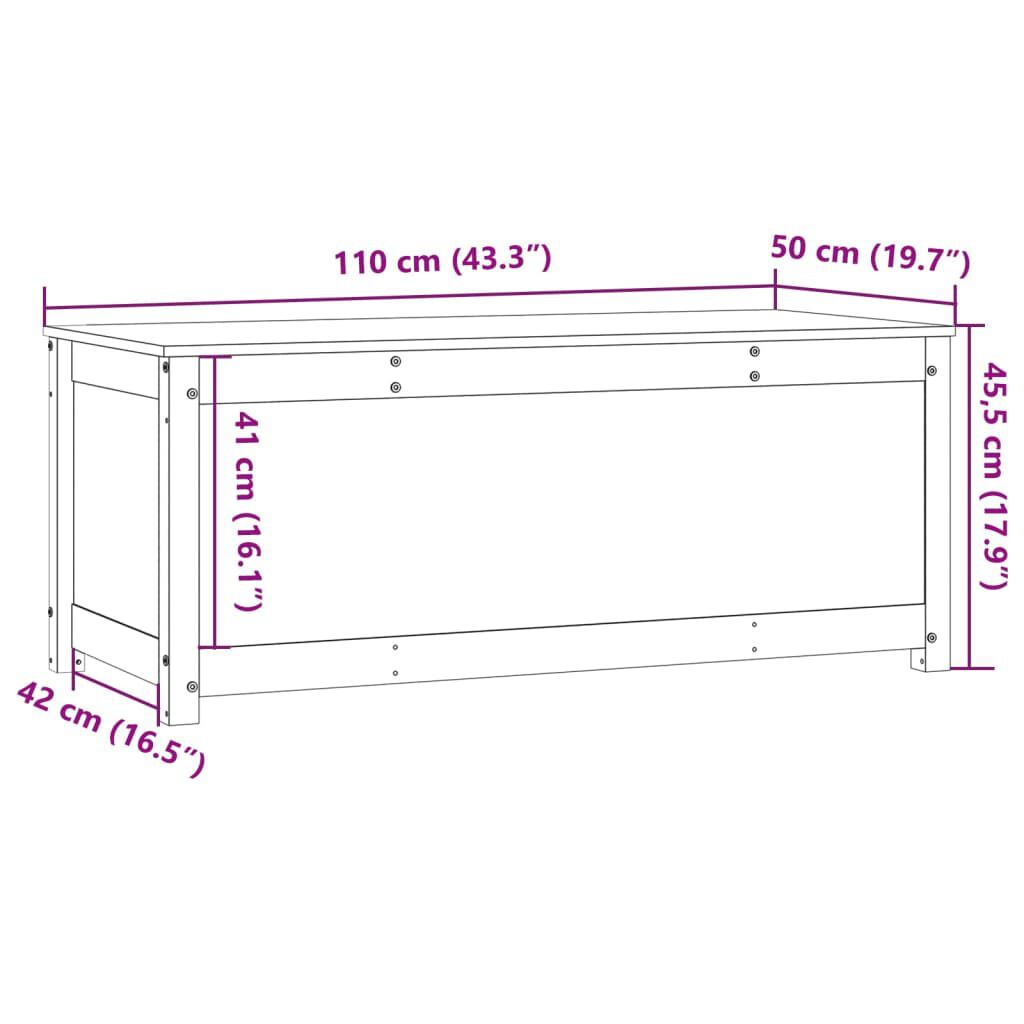 vidaXL Κουτί Αποθήκευσης Καφέ Μελί 110x50x45,5εκ από Μασίφ Ξύλο Πεύκου