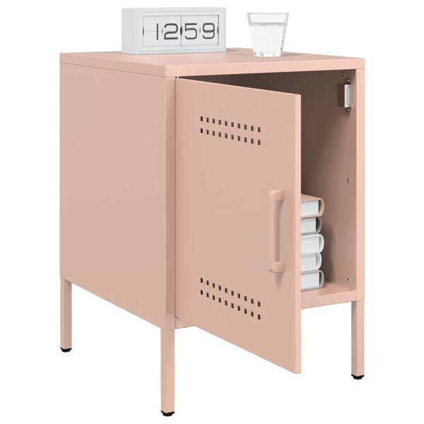 vidaXL Κομοδίνο Ροζ 36x39x50,5 εκ. από Χάλυβα