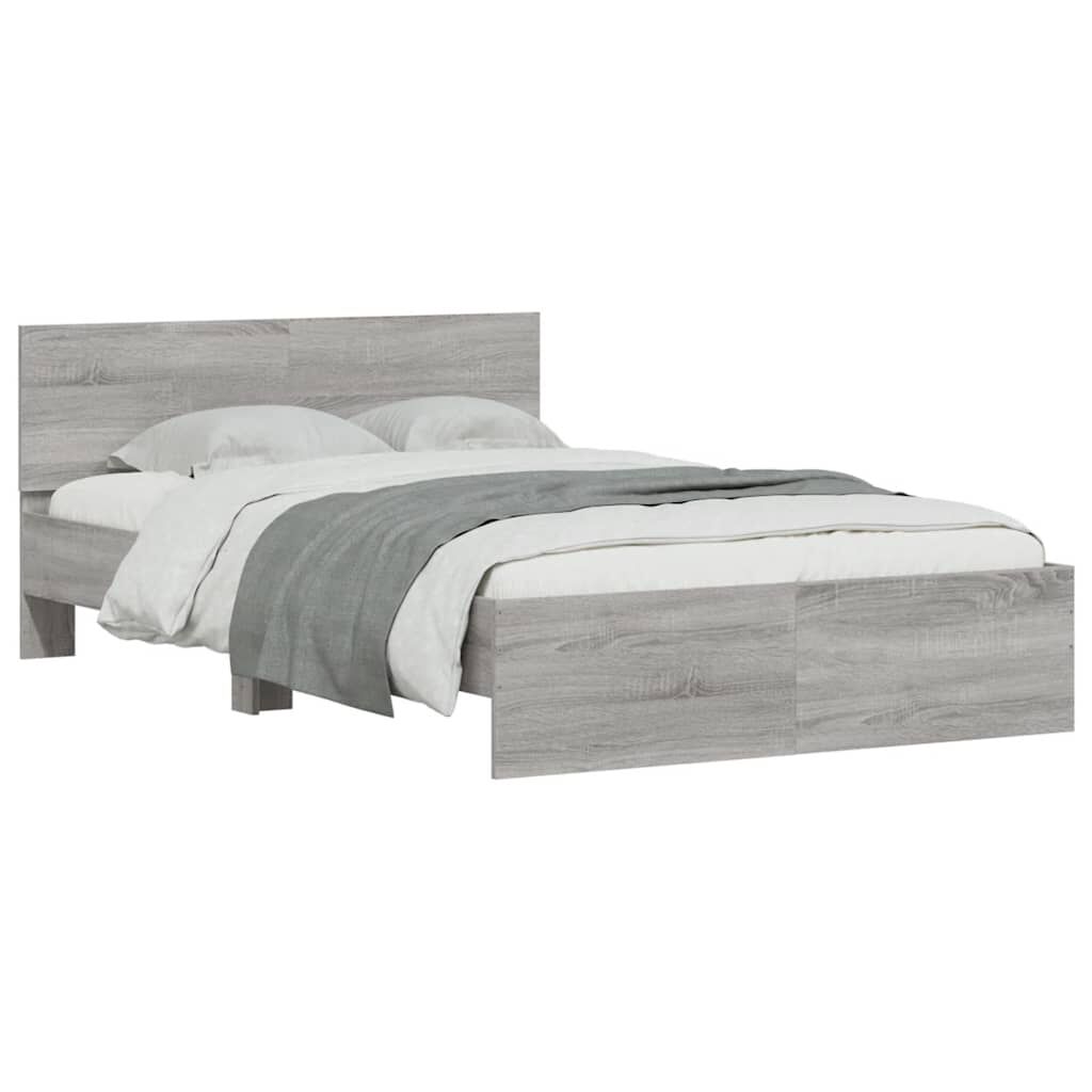 vidaXL Πλαίσιο Κρεβατιού με Κεφαλάρι/LED Γκρι Sonoma 120x200 εκ.