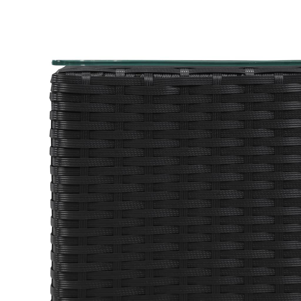 vidaXL Τραπεζάκι Μαύρο 35x35x52 εκ. Συνθετ. Ρατάν με Γυάλινη Επιφάνεια