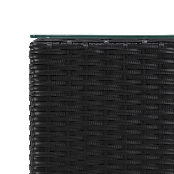 vidaXL Τραπεζάκι Μαύρο 35x35x52 εκ. Συνθετ. Ρατάν με Γυάλινη Επιφάνεια