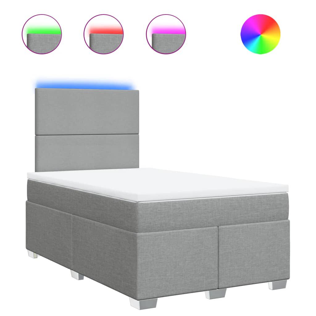 vidaXL Κρεβάτι Boxspring με Στρώμα Ανοιχτό Γκρι 120x200 εκ. Υφασμάτινο