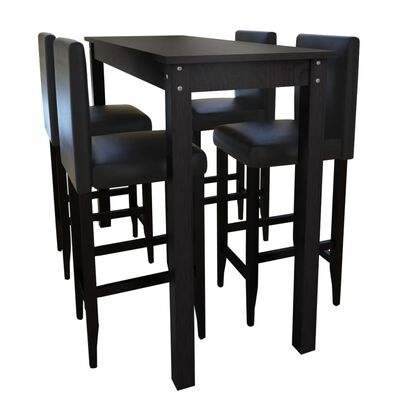 Τραπέζι Μπαρ με 4 Καρέκλες Μπαρ Μαύρο
