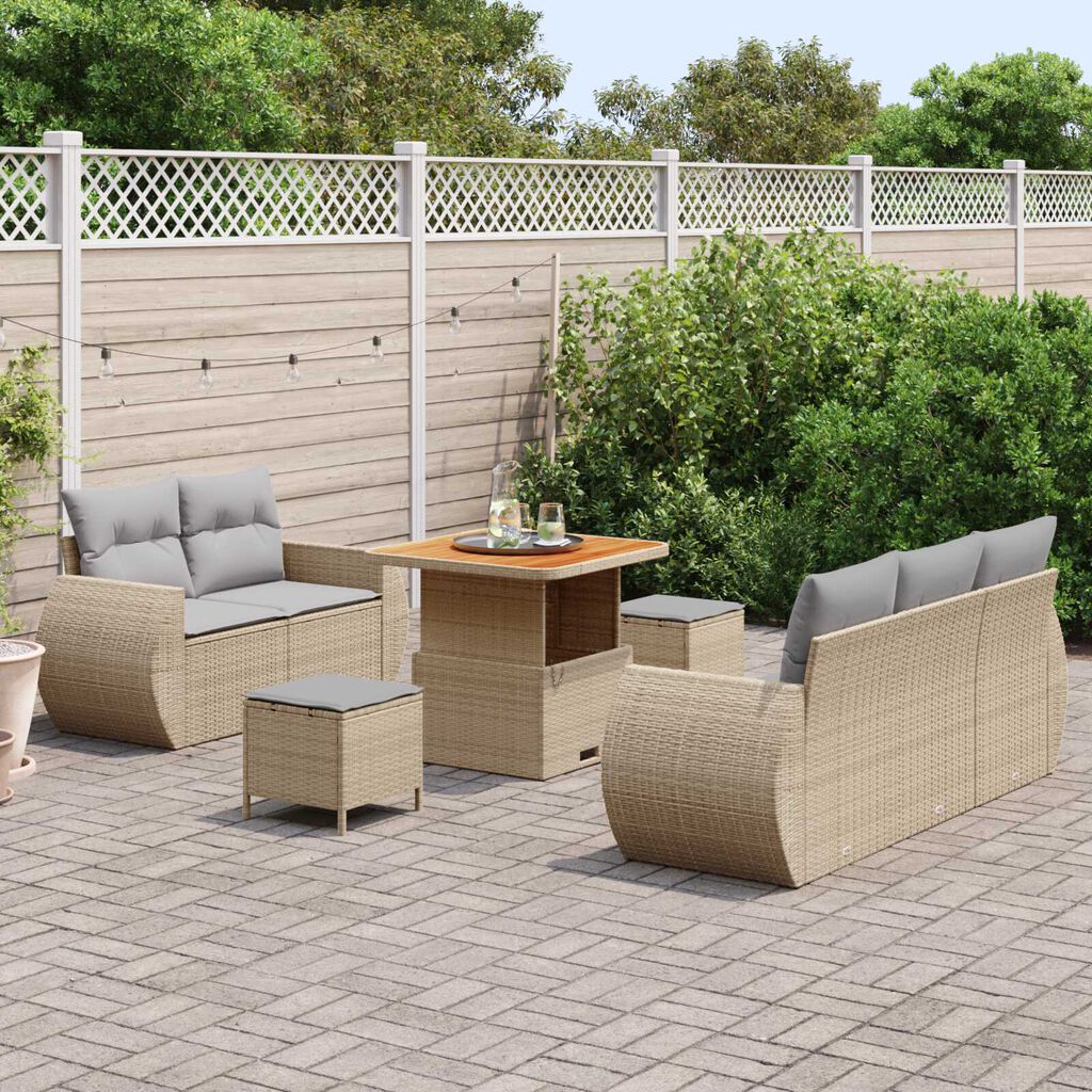 vidaXL Σετ Καναπέ Κήπου 8 pcs Μπεζ συνθετικό ρατάν