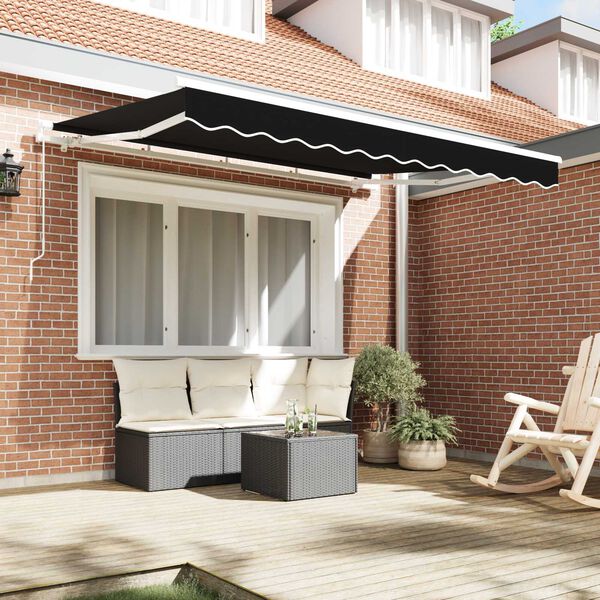 vidaXL Ύφασμα αντικατάστασης τέντας Μαύρο 350 x 200 cm Καραβόπανο