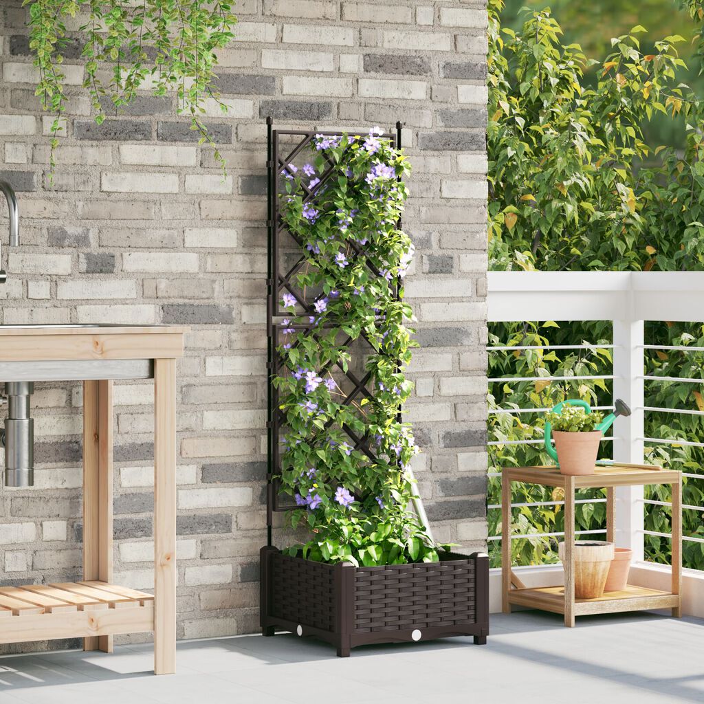vidaXL Γλάστρα Κήπου με Στηρίγματα Καφέ 40x40x125,5 εκ