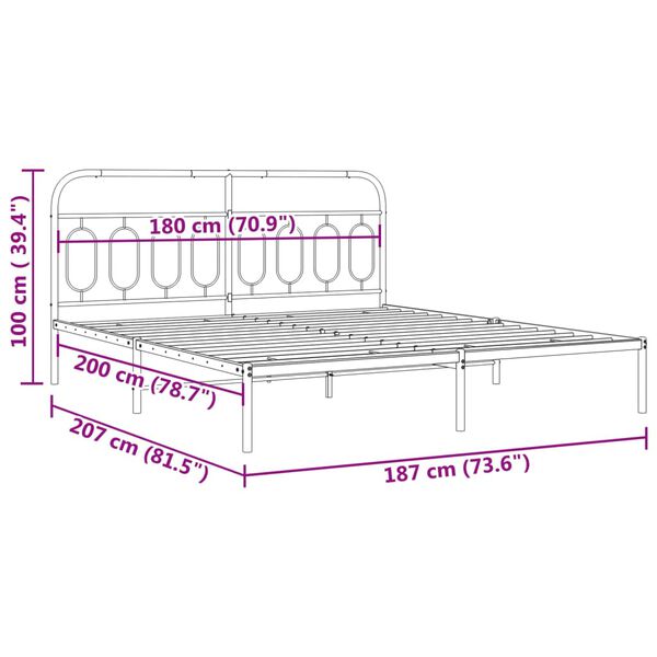 vidaXL Πλαίσιο Κρεβατιού με Κεφαλάρι Λευκό 180x200 εκ. Μεταλλικό
