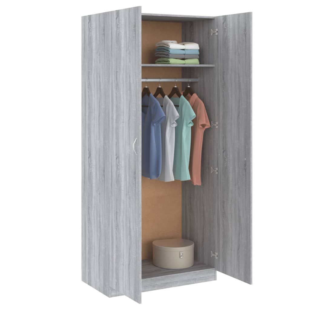 vidaXL Ντουλάπα Γκρι Sonoma 90 x 52 x 200 εκ. από Επεξεργασμένο Ξύλο