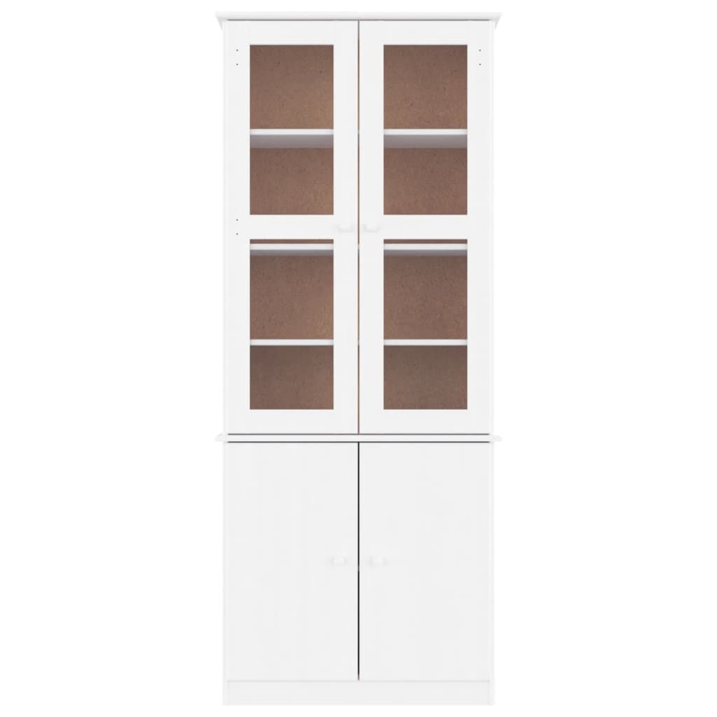 vidaXL Βιτρίνα Γυάλινη ALTA Λευκό 77x35x186,5εκ. από Μασίφ Ξύλο Πεύκου