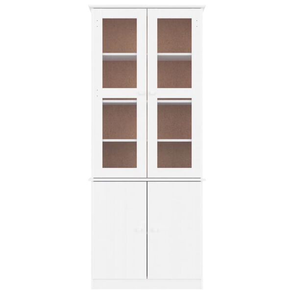 vidaXL Βιτρίνα Γυάλινη ALTA Λευκό 77x35x186,5εκ. από Μασίφ Ξύλο Πεύκου