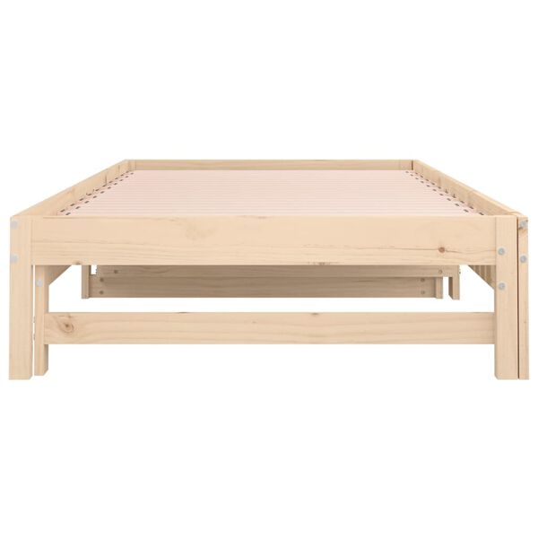 vidaXL Καναπές Κρεβάτι Συρόμενος 2x(80x200) εκ. από Μασίφ Ξύλο Πεύκου