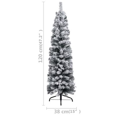 vidaXL Χριστουγεννιάτικο Δέντρο Τεχν. Slim Χιόνι Μπάλες Πράσινο 120εκ