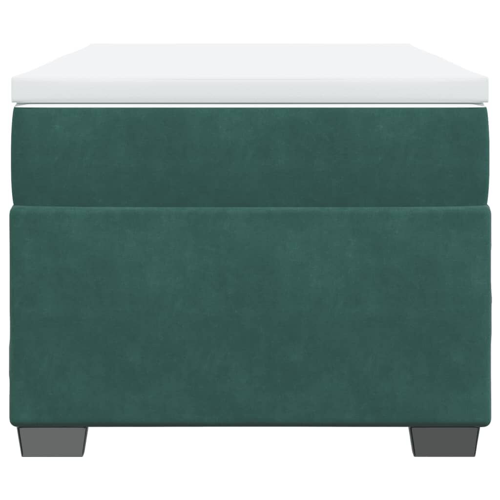 vidaXL Κρεβάτι Boxspring με Στρώμα Σκούρο Πράσινο 100x200εκ. Βελούδινο