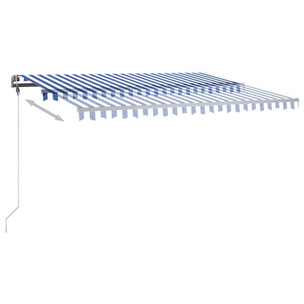 vidaXL Τέντα Συρόμενη Χειροκίνητη με LED Μπλε / Λευκό 400 x 350 εκ.