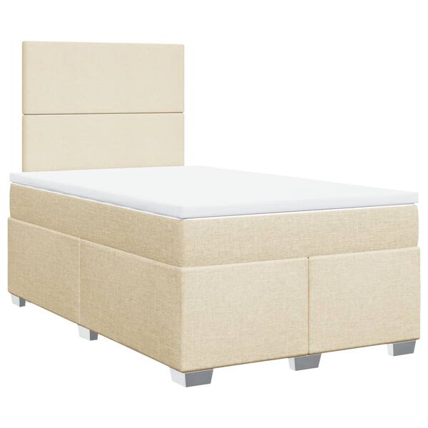 vidaXL Κρεβάτι Boxspring με Στρώμα Κρεμ 120x200 εκ. Υφασμάτινο