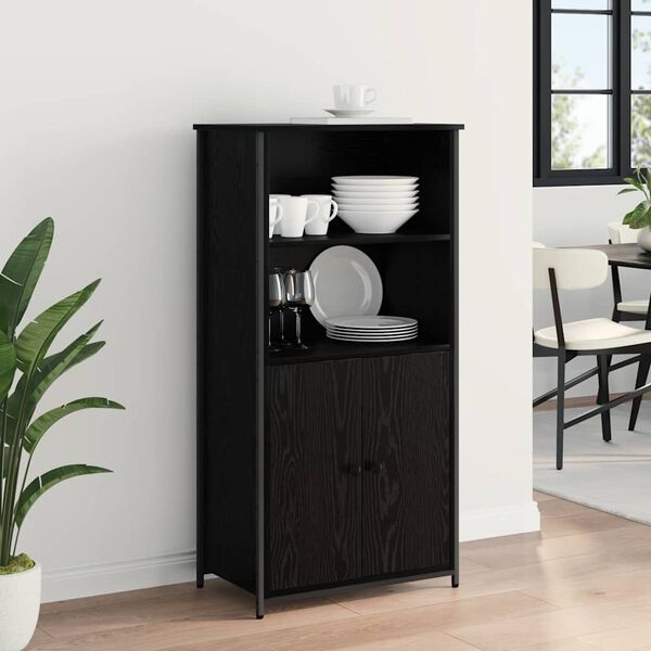 vidaXL Highboard &Mu;&alpha;ύ&rho;&eta; &Omicron;&xi;&upsilon;ά 62 x 36 x 121,5 &epsilon;&kappa; &Epsilon;&pi;&epsilon;&xi;&epsilon;&rho;&gamma;&alpha;&sigma;&mu;έ&nu;&omicron; &xi;ύ&lambda;&omicron;