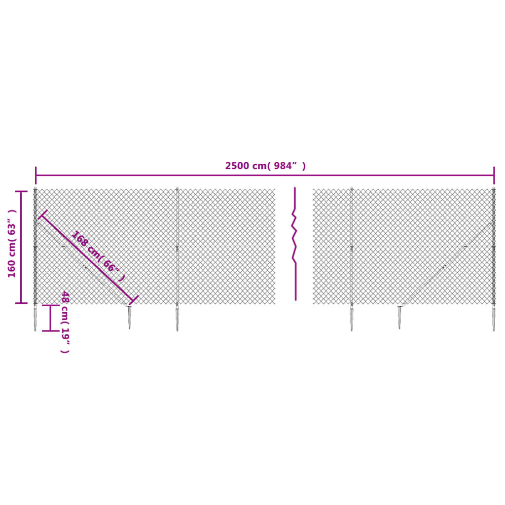 vidaXL Συρματόπλεγμα Περίφραξης Πράσινο 1,6 x 25 μ. με Καρφωτές Βάσεις