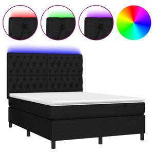 vidaXL &Kappa;&rho;&epsilon;&beta;ά&tau;&iota; Boxspring &mu;&epsilon; &Sigma;&tau;&rho;ώ&mu;&alpha; & LED &Mu;&alpha;ύ&rho;&omicron; 140x200 &epsilon;&kappa;. &Upsilon;&phi;&alpha;&sigma;&mu;ά&tau;&iota;&nu;&omicron;