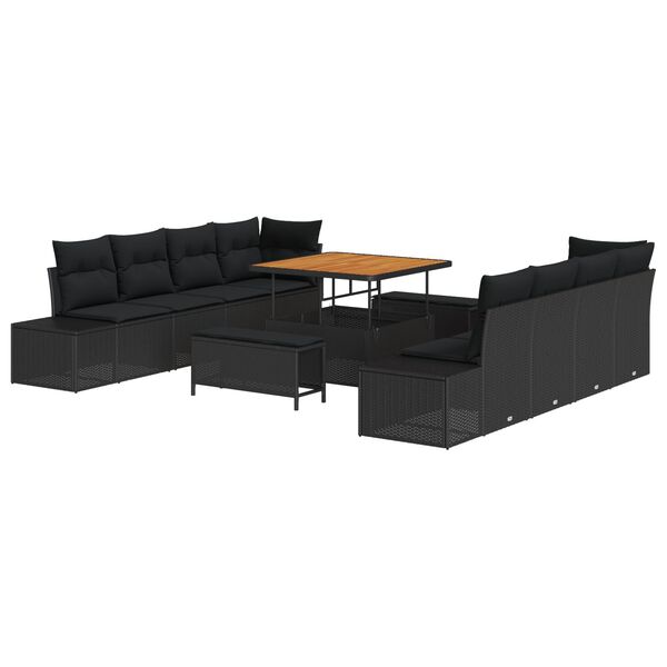 vidaXL Σετ Καναπέ Κήπου με μαξιλάρι 11 pcs Μαύρο 100 x 100 x 71 cm