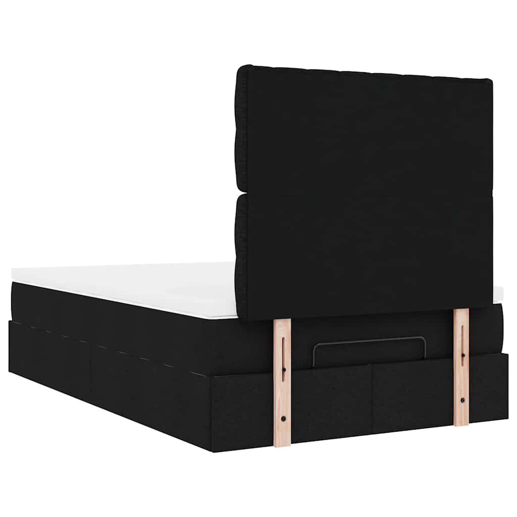 vidaXL Οθωμανικό κρεβάτι με στρώμα Μαύρο 120x190 cm Ύφασμα