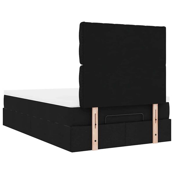 vidaXL Οθωμανικό κρεβάτι με στρώμα Μαύρο 120x190 cm Ύφασμα