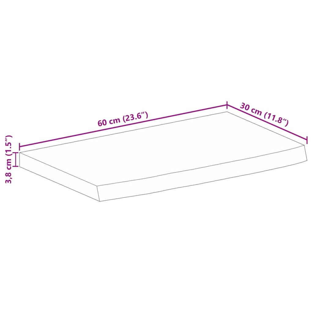 vidaXL Επιφάνεια Τραπεζιού 60x30x3,8 εκ. Live Edge Μασίφ Ξύλο Μάνγκο