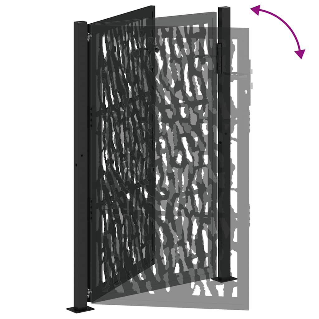 vidaXL Πύλη κήπου Μαύρη 105x155 cm Ατσάλινη σχεδίαση ίχνους