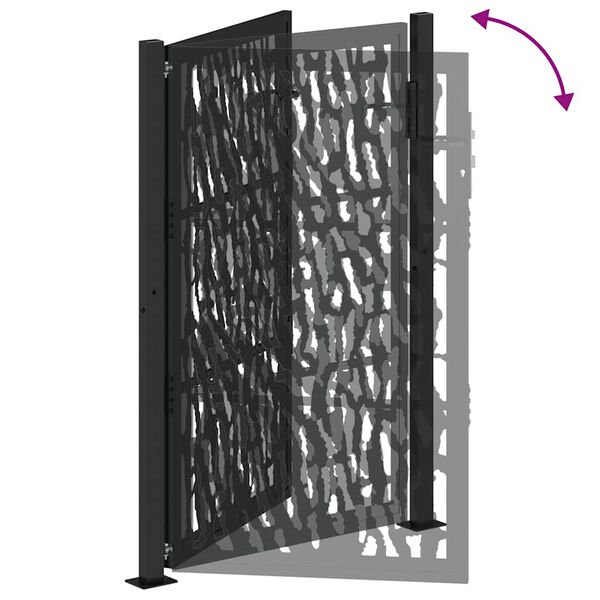vidaXL Πύλη κήπου Μαύρη 105x155 cm Ατσάλινη σχεδίαση ίχνους