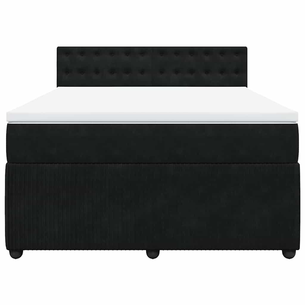vidaXL Κρεβάτι Boxspring με Στρώμα Μαύρο 140x190 εκ. Βελούδινο