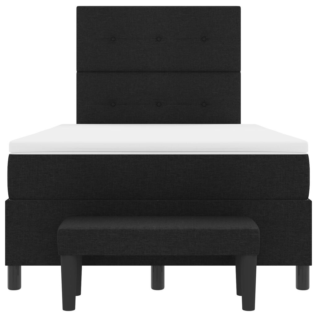 vidaXL Κρεβάτι Box Spring με Στρώμα & Παγκάκι Μαύρο 120x200 εκ Ύφασμα