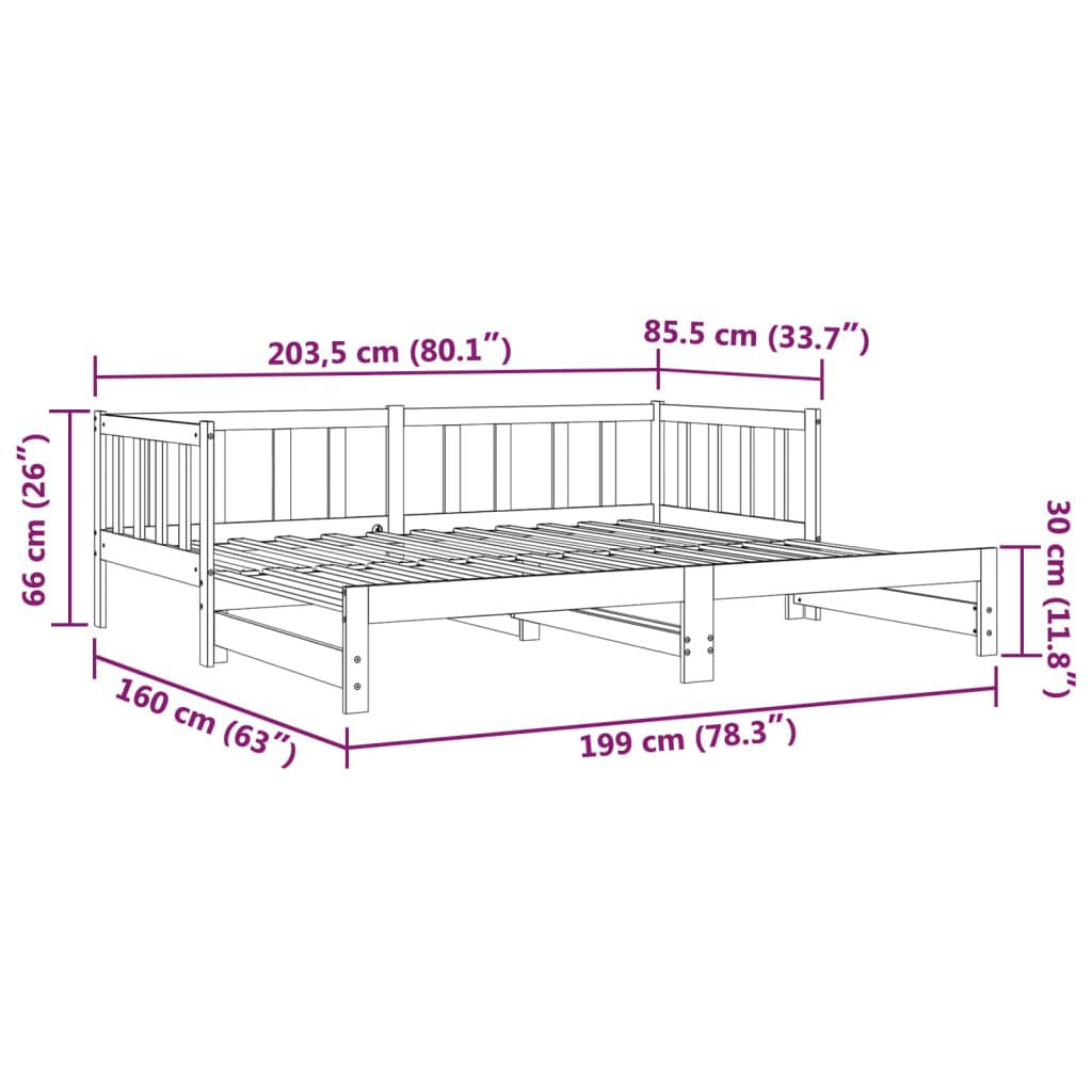 vidaXL Καναπές Κρεβάτι Συρόμενος Λευκός 2x(90x190) εκ. από Μασίφ Πεύκο