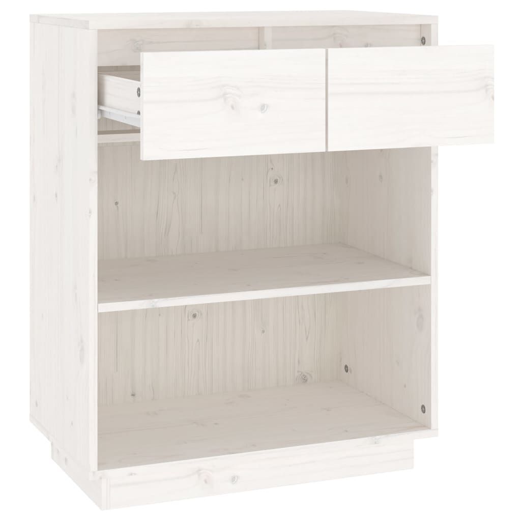 vidaXL Ντουλάπι Κονσόλα Λευκό 60 x 34 x 75 εκ. από Μασίφ Ξύλο Πεύκου
