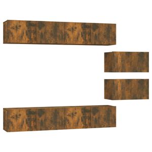 vidaXL Σετ Επίπλων Τηλεόρασης 6 Τεμαχίων Καπνιστή δρυς Επεξ. Ξύλο