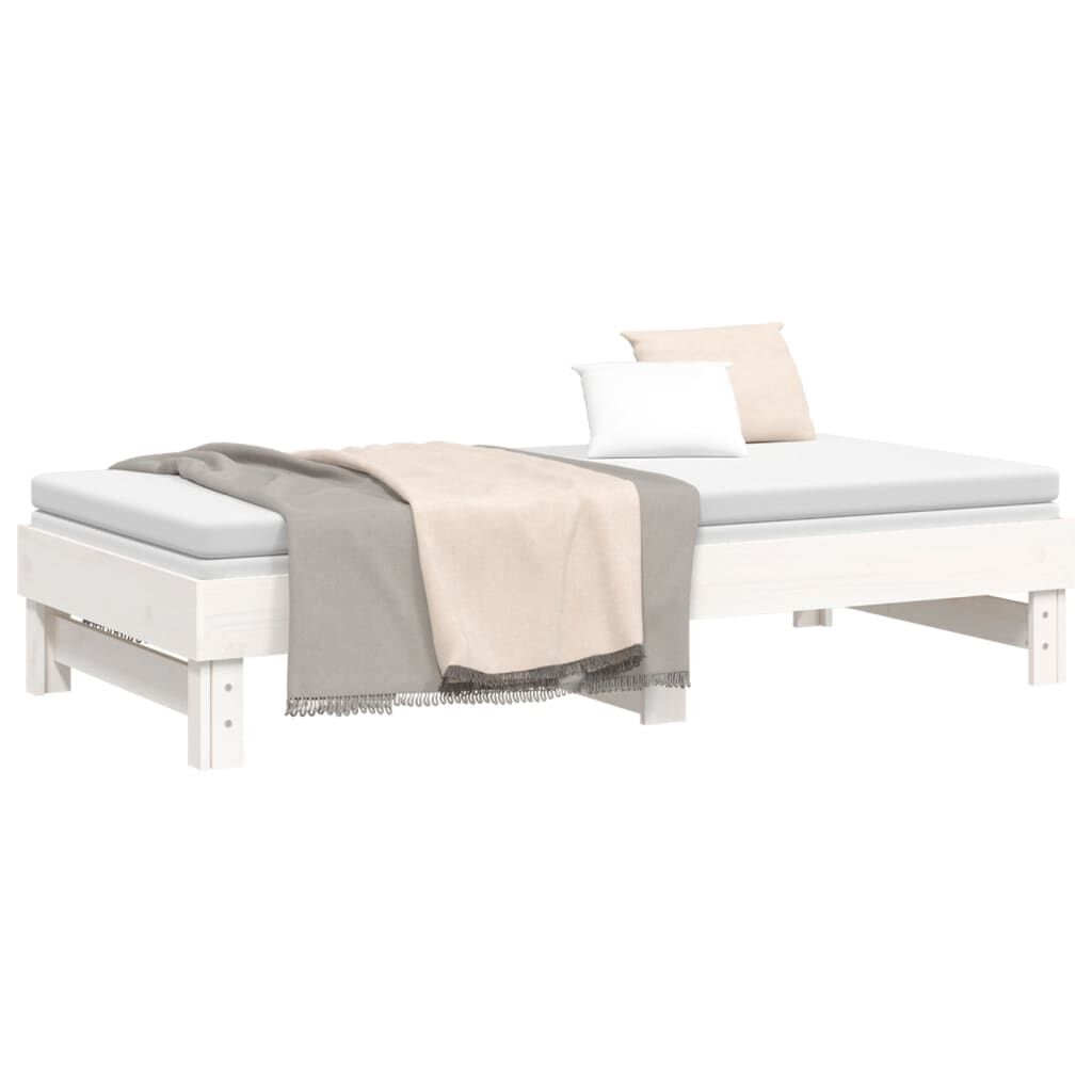 vidaXL Καναπές Κρεβάτι Συρόμενος Λευκός 2x(90x190) εκ. από Μασίφ Πεύκο