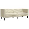 vidaXL Καναπές Chesterfield 3 τεμαχίων σετ Cream Faux Leather